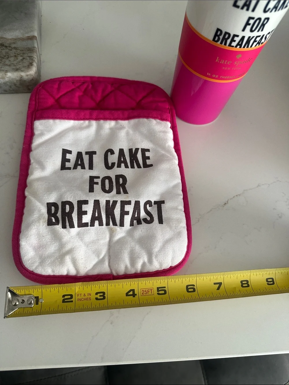 kate spade Pink and White Quilted Oven Mitt - 